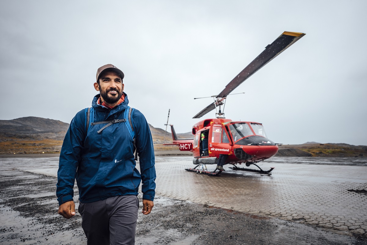 Een helicopter van Air Greenland in Kulusuk.