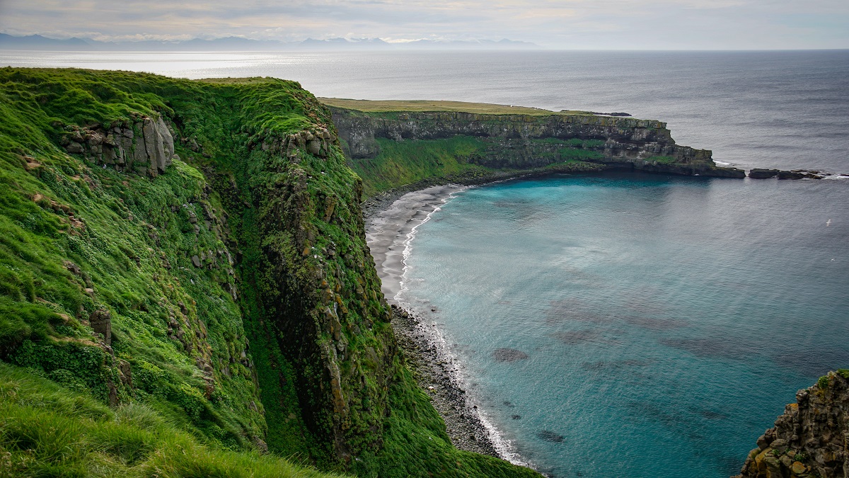 Het afgelegen Grimsey eiland gelegen in het noorden van IJsland .