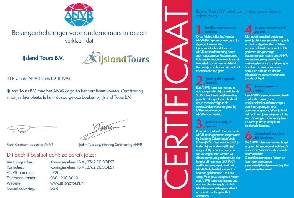 Wij zijn gecertificeerd lid van de ANVR.